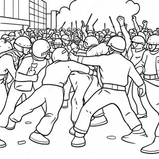 Riot Scene Coloring Page 71944-56957