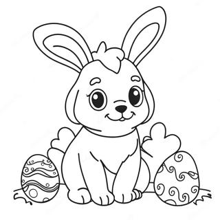 Cute Easter Dog With Bunny Ears Coloring Page 72175-57145