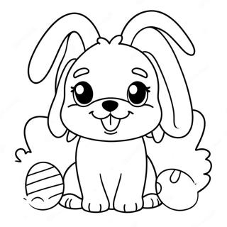 Cute Easter Dog With Bunny Ears Coloring Page 72175-57148