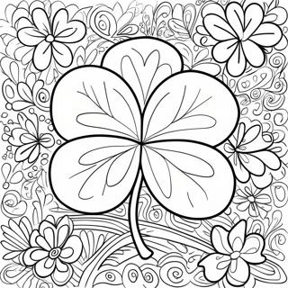 Lucky Four Leaf Clover Coloring Page 7221-5755