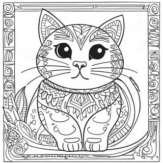 Colorful Laurel Burch Cat Coloring Page 72295-57237