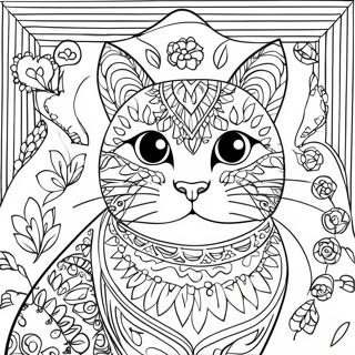 Colorful Laurel Burch Cat Coloring Page 72295-57240