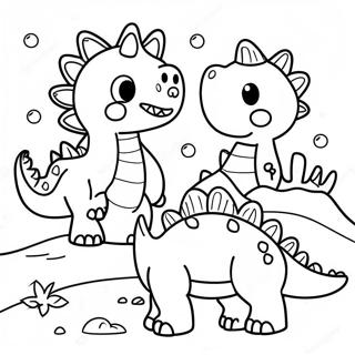 2 Year Olds Cute Dinosaurs Coloring Page 72545-57434