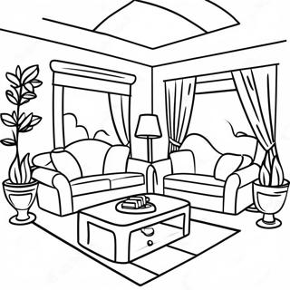 Cozy Living Room Inside House Coloring Page 7280-5805