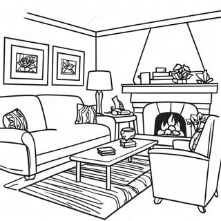 Cozy Living Room Inside House Coloring Page 7280-5806