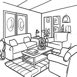 Cozy Living Room Inside House Coloring Page 7280-5807