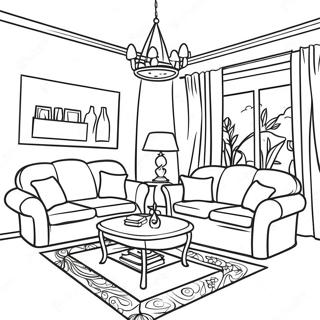 Cozy Living Room Inside House Coloring Page 7280-5808