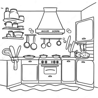 Bright Kitchen With Cooking Utensils Coloring Page 7281-5796