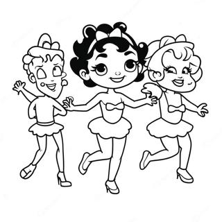 Betty Boop'un Arkadaşlarıyla Dans Ettiği Boyama Sayfası 731-585