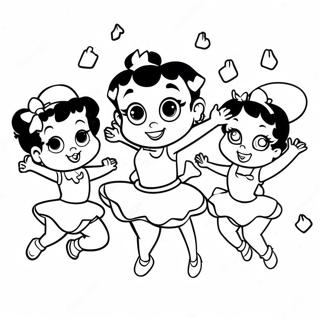 Betty Boop'un Arkadaşlarıyla Dans Ettiği Boyama Sayfası 731-586