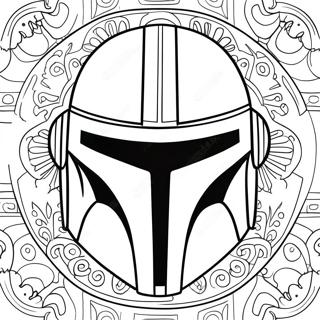 Detailed Mandalorian Helmet Coloring Page 73295-58039