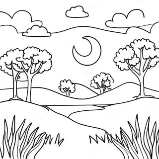 Minimalist Nature Scene Coloring Page 7340-5861