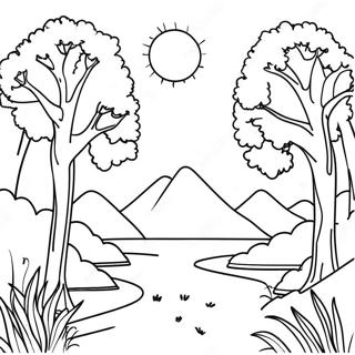 Minimalist Nature Scene Coloring Page 7340-5863