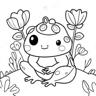 Cute Frog Squishmallow With Flowers Coloring Page 73455-58165