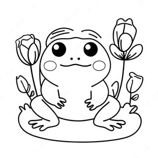 Cute Frog Squishmallow With Flowers Coloring Page 73455-58166