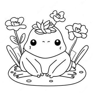 Cute Frog Squishmallow With Flowers Coloring Page 73455-58167