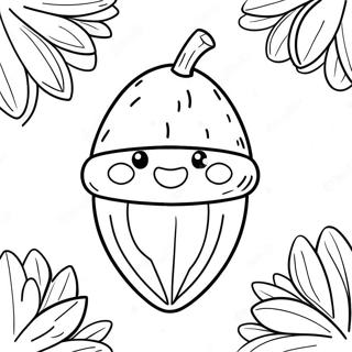 Cute Acorn With A Smiling Face Coloring Page 7351-5849