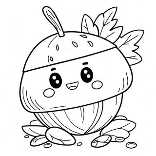 Cute Acorn With A Smiling Face Coloring Page 7351-5850