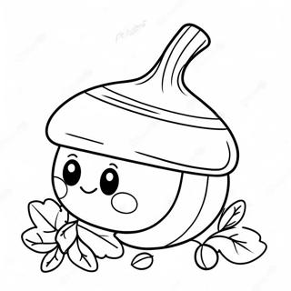 Cute Acorn With A Smiling Face Coloring Page 7351-5851