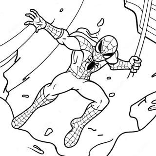 Creepy Zombie Spiderman Swinging Coloring Page 73595-58282