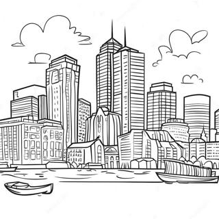 Colorful Boston Skyline Coloring Page 73725-58429