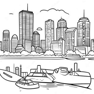 Colorful Boston Skyline Coloring Page 73725-58430