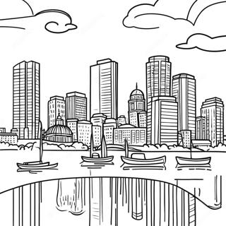 Colorful Boston Skyline Coloring Page 73725-58432