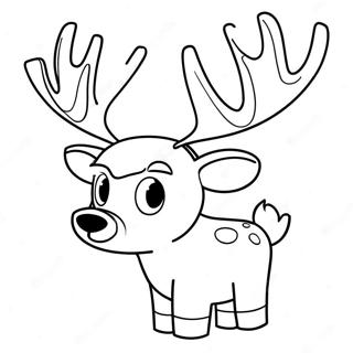 Cartoon Deer Antler Coloring Page 73755-58403