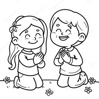 Joyful Children Praying Coloring Page 73795-58437