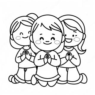 Joyful Children Praying Coloring Page 73795-58438