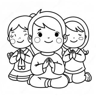 Joyful Children Praying Coloring Page 73795-58439