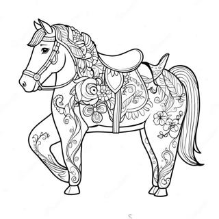 Colorful Horse Saddle With Flowers Coloring Page 73815-58449