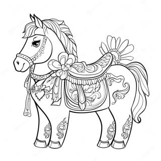 Colorful Horse Saddle With Flowers Coloring Page 73815-58450