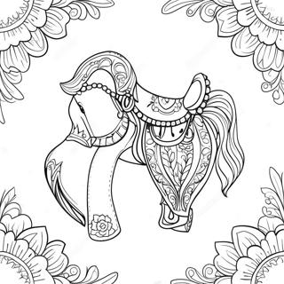 Colorful Horse Saddle With Flowers Coloring Page 73815-58451