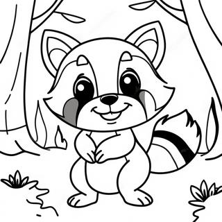 Cute Raccoon Playing In The Forest Coloring Page 7381-5866