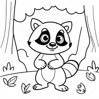 Cute Raccoon Playing In The Forest Coloring Page 7381-5867