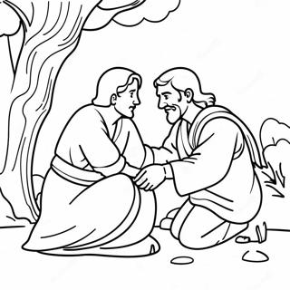 Good Samaritan Helping A Stranger Coloring Page 73844-58483