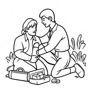 Caring Good Samaritan With A First Aid Kit Coloring Page 73845-58474