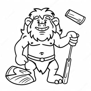 Funny Caveman With Club Coloring Page 73865-58489