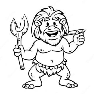 Funny Caveman With Club Coloring Page 73865-58492