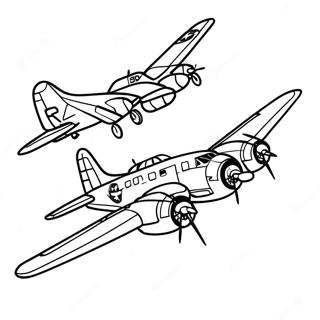 B-17爆撃機 塗り絵ページ