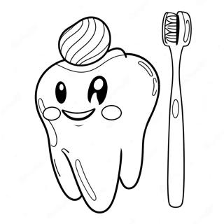 Cheerful Toothbrush And Tooth Coloring Page 73975-58586