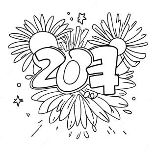 Festive New Year 2024 Fireworks Coloring Page 7401-5897