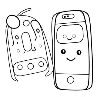 Cute Iphone 13 With Cartoon Face Coloring Page 74035-58627