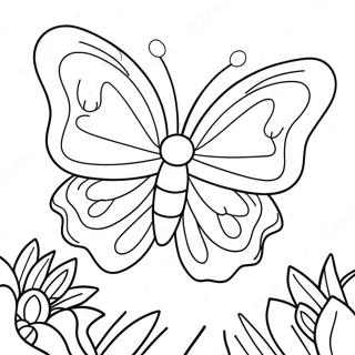 Colorful Butterfly In Garden Coloring Page 74045-58678