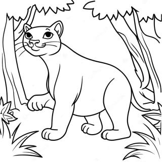 Playful Bagheera In The Jungle Coloring Page 74055-58639