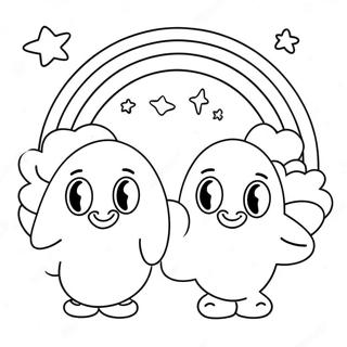 Cheerful Pink Rainbow Friends Coloring Page 74135-58701