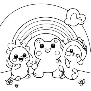 Cheerful Pink Rainbow Friends Coloring Page 74135-58702