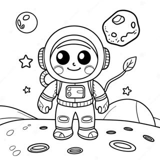 Cute Astronaut Exploring Moon Coloring Page 74165-58990