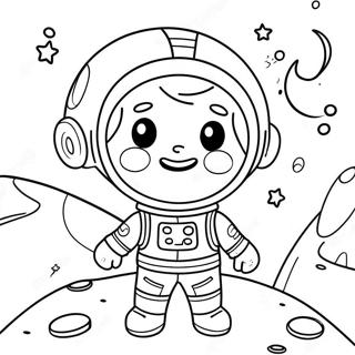 Cute Astronaut Exploring Moon Coloring Page 74165-58991